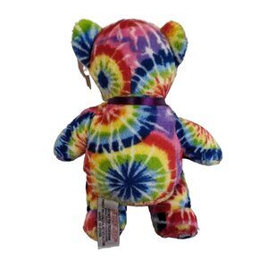 SYMBOLZ Columbus Tie Dye Rainbow colored bear plush stuffed animal 8" Souvenir